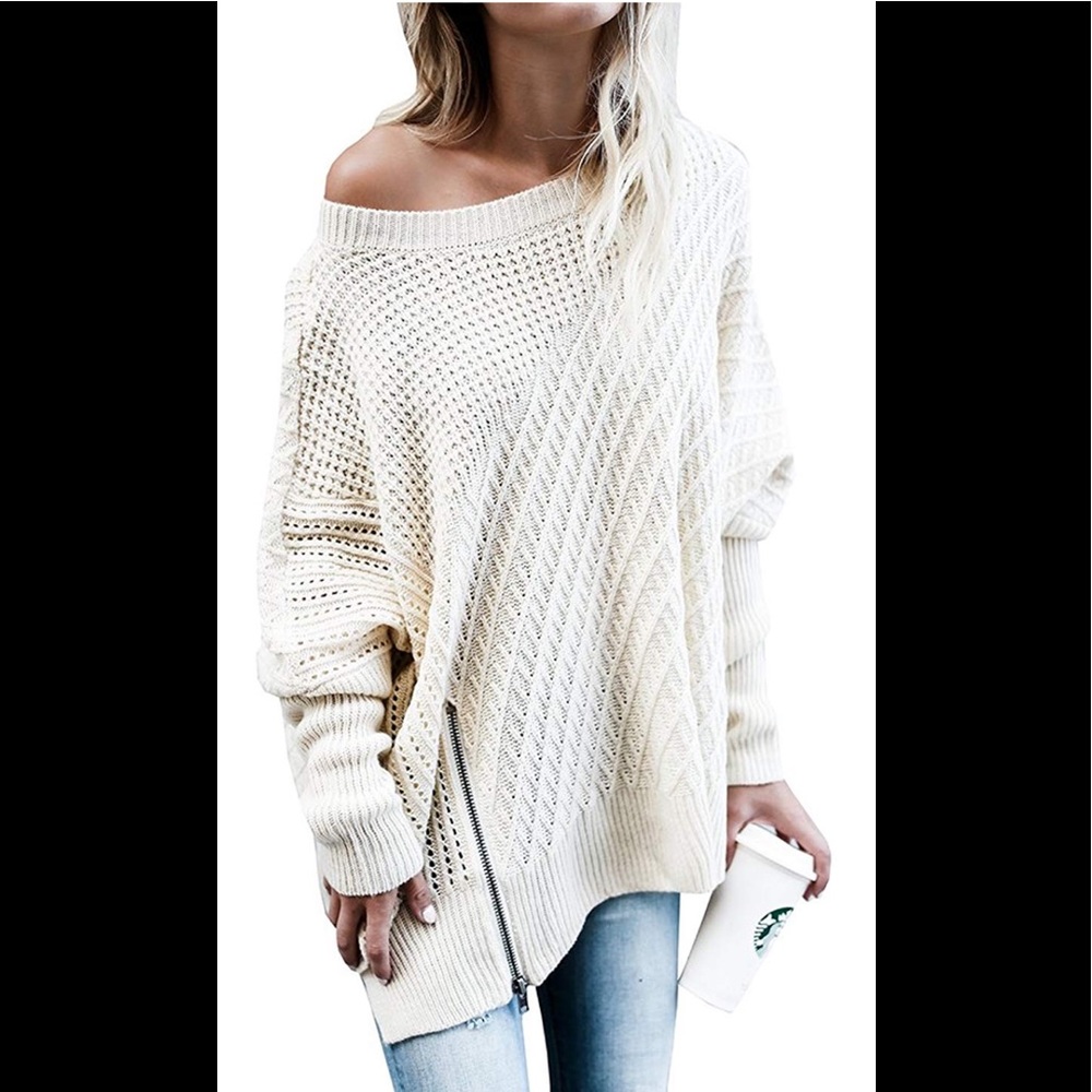 Oversized sweater with zipper